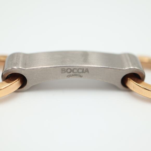 Boccia Titanium Link Bracelet Brown Leather Strap - Picture 9 of 12